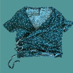 Brandy Melville Floral Wrap Top - Teal